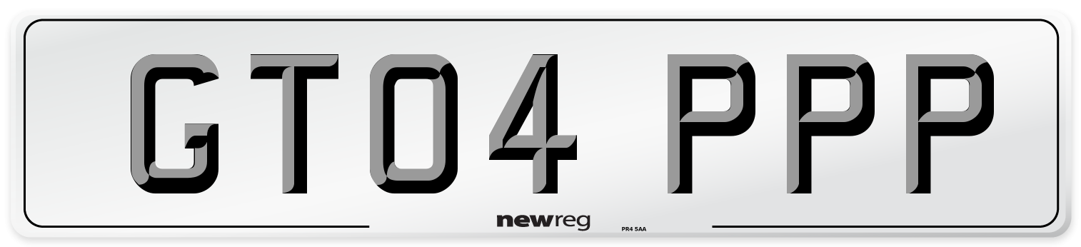 GT04 PPP Number Plate from New Reg